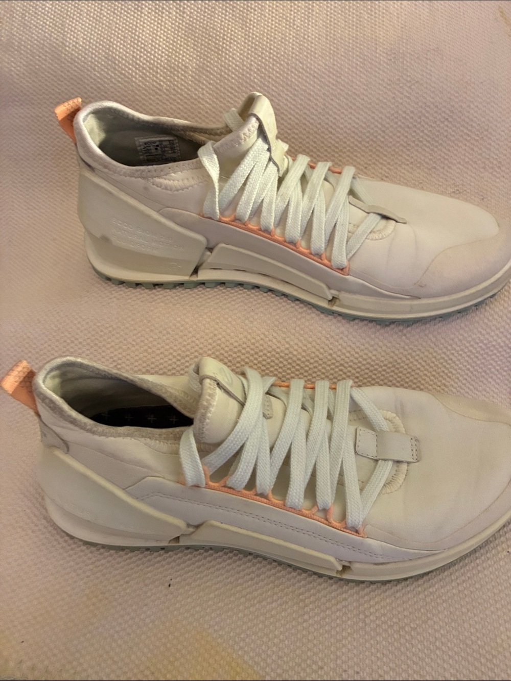 ECCO BIOM 2.0 Textile sneaker Gray Casual Lace-Up Sneakers w/Peach Accents